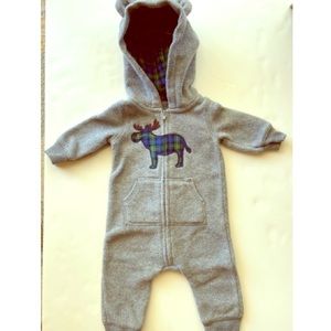 Fleece Moose Print One Piece